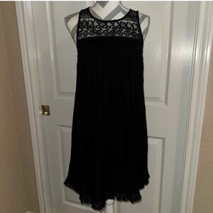 NWT Beach By Exist Black Crotchet Woven Boho A-line Midi Dress